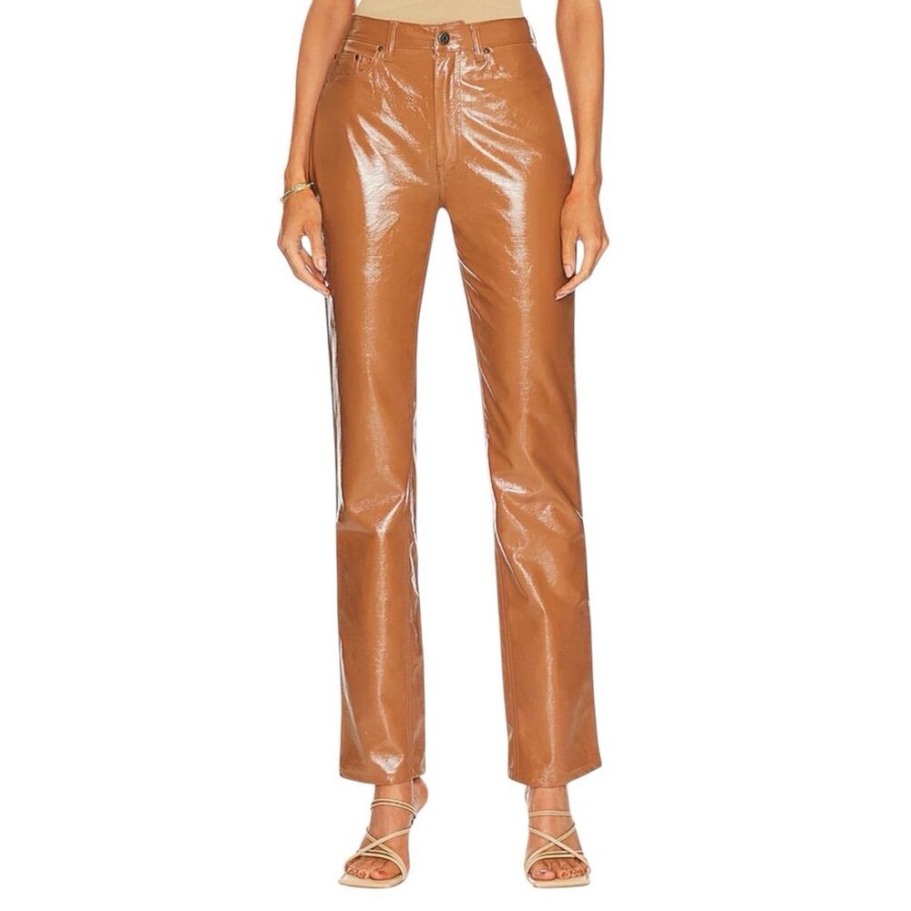 AFRM Revolve Heston Faux Camel Leather High Rise Pants Size 26 NWT